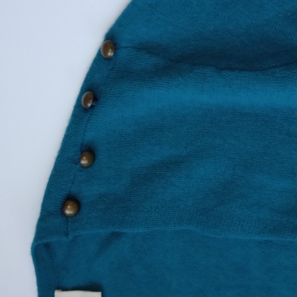 Anthropologie Moth Convertible Cardigan Pullover Teal Blue Wool Sweater Small - Picture 8 of 11